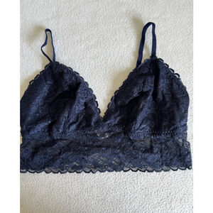 Women's Maidenform Bralette L Blue stretch Lace adjustable straps